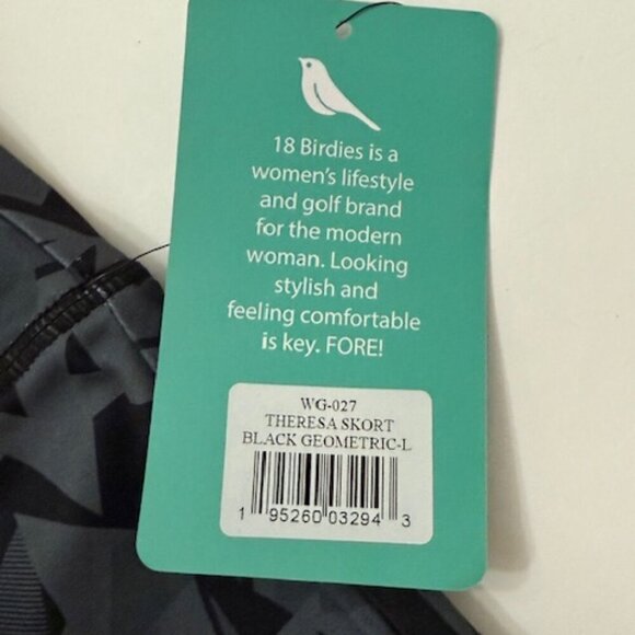 18 Birdies Theresa Skort Black & Gray Geometrical Golf Tennis Size L - Picture 6 of 7